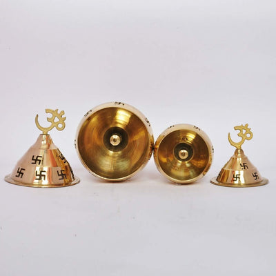 Aadhyatmik Om and Swastik Brass Diya
