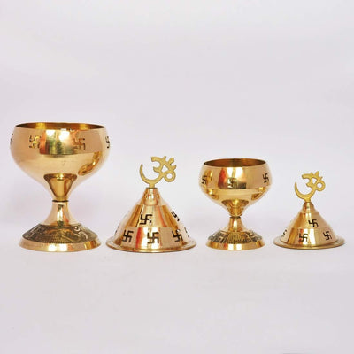 Aadhyatmik Om and Swastik Brass Diya
