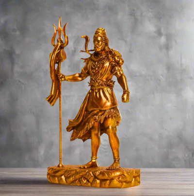 Aadhyatmik Gold Shiv Ji Standing Murti