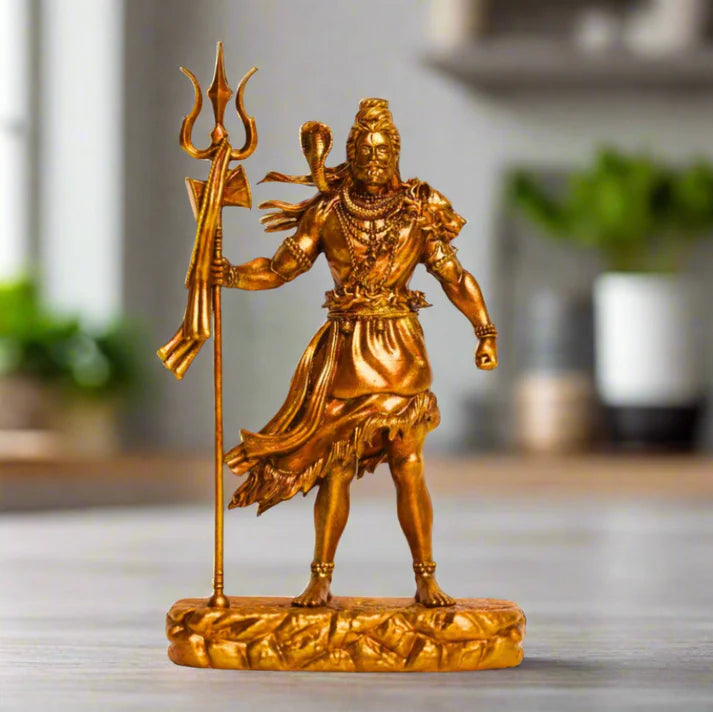 Aadhyatmik Gold Shiv Ji Standing Murti